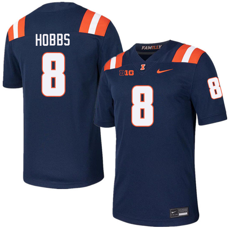 #8 Nate Hobbs Illinois Fighting Illini Football Jersey,Uniforms-Navy